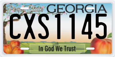 GA license plate CXS1145
