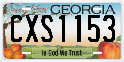 GA license plate CXS1153
