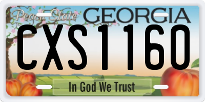 GA license plate CXS1160
