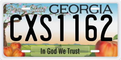 GA license plate CXS1162
