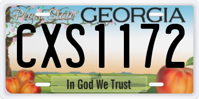 GA license plate CXS1172