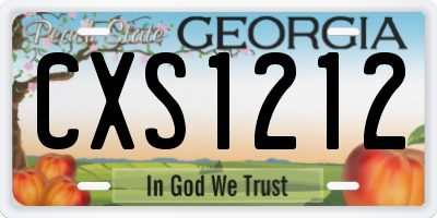 GA license plate CXS1212