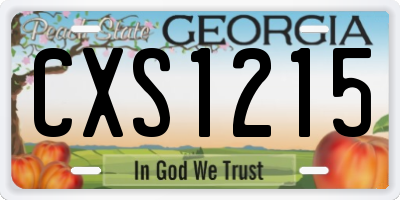 GA license plate CXS1215