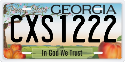 GA license plate CXS1222