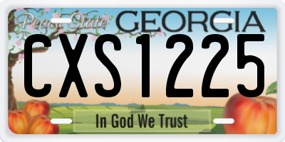 GA license plate CXS1225