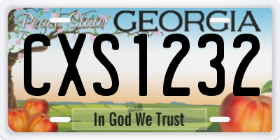 GA license plate CXS1232
