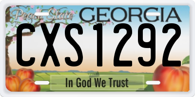 GA license plate CXS1292