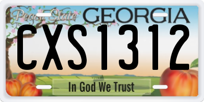 GA license plate CXS1312
