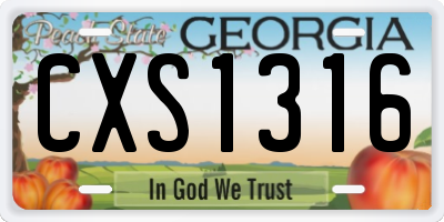 GA license plate CXS1316
