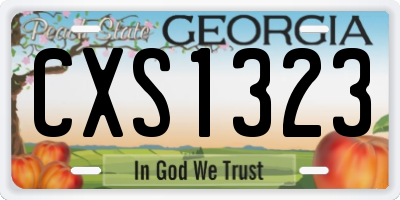 GA license plate CXS1323
