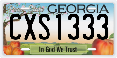 GA license plate CXS1333