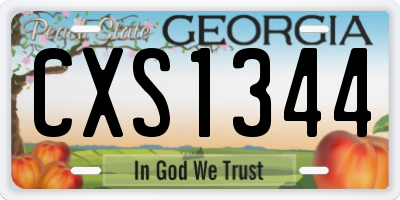 GA license plate CXS1344