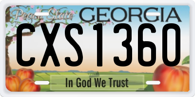 GA license plate CXS1360