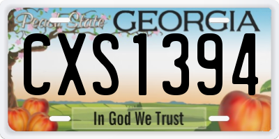GA license plate CXS1394