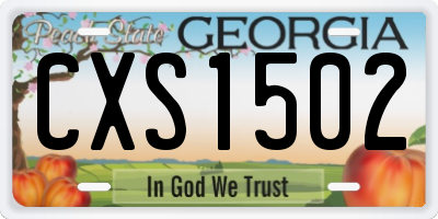GA license plate CXS1502