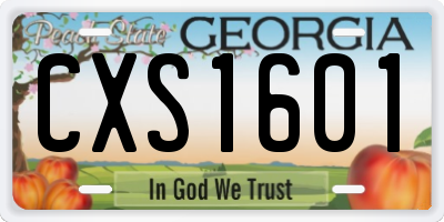 GA license plate CXS1601