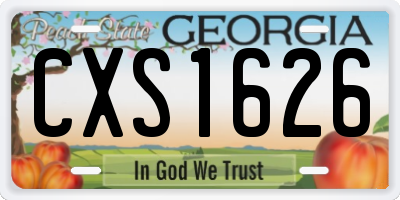 GA license plate CXS1626