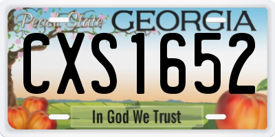 GA license plate CXS1652