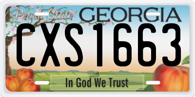 GA license plate CXS1663