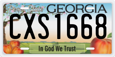 GA license plate CXS1668