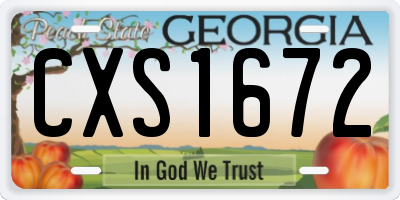 GA license plate CXS1672