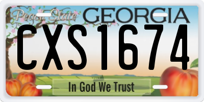 GA license plate CXS1674
