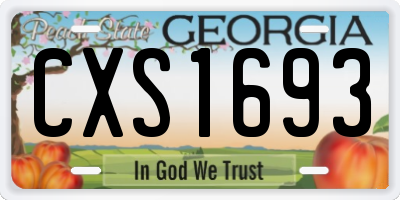 GA license plate CXS1693