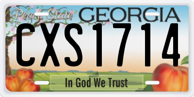GA license plate CXS1714