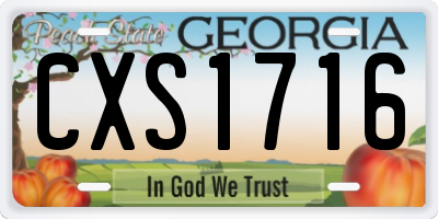 GA license plate CXS1716