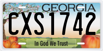 GA license plate CXS1742