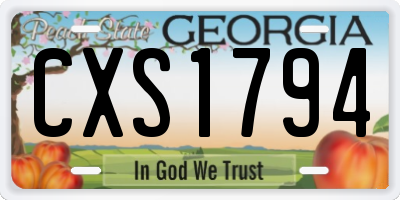 GA license plate CXS1794