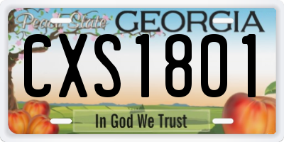 GA license plate CXS1801