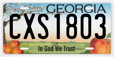 GA license plate CXS1803
