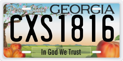 GA license plate CXS1816