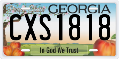 GA license plate CXS1818