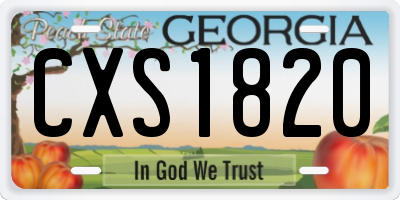 GA license plate CXS1820