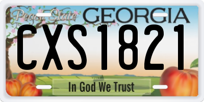 GA license plate CXS1821