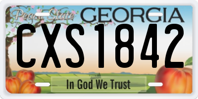 GA license plate CXS1842