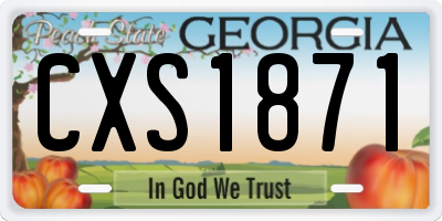 GA license plate CXS1871