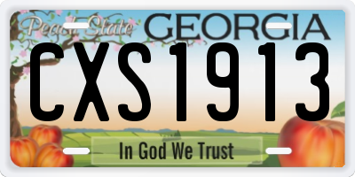 GA license plate CXS1913