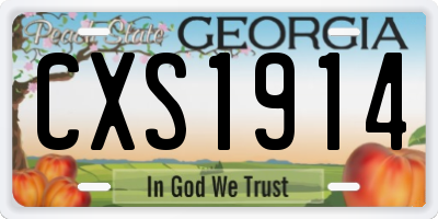 GA license plate CXS1914