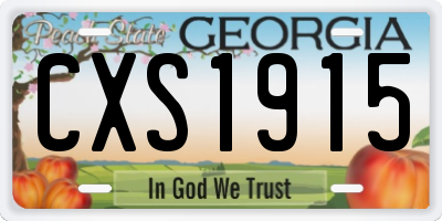 GA license plate CXS1915