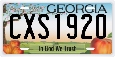 GA license plate CXS1920