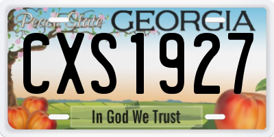 GA license plate CXS1927