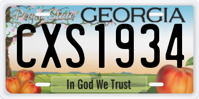 GA license plate CXS1934
