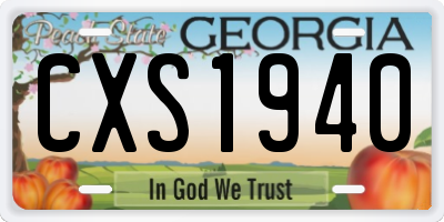 GA license plate CXS1940