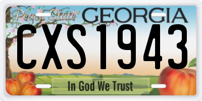 GA license plate CXS1943