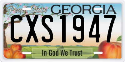 GA license plate CXS1947