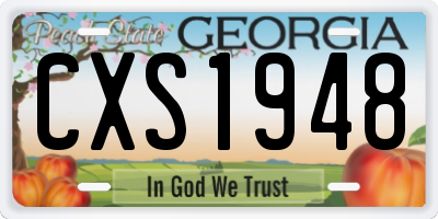 GA license plate CXS1948