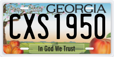 GA license plate CXS1950
